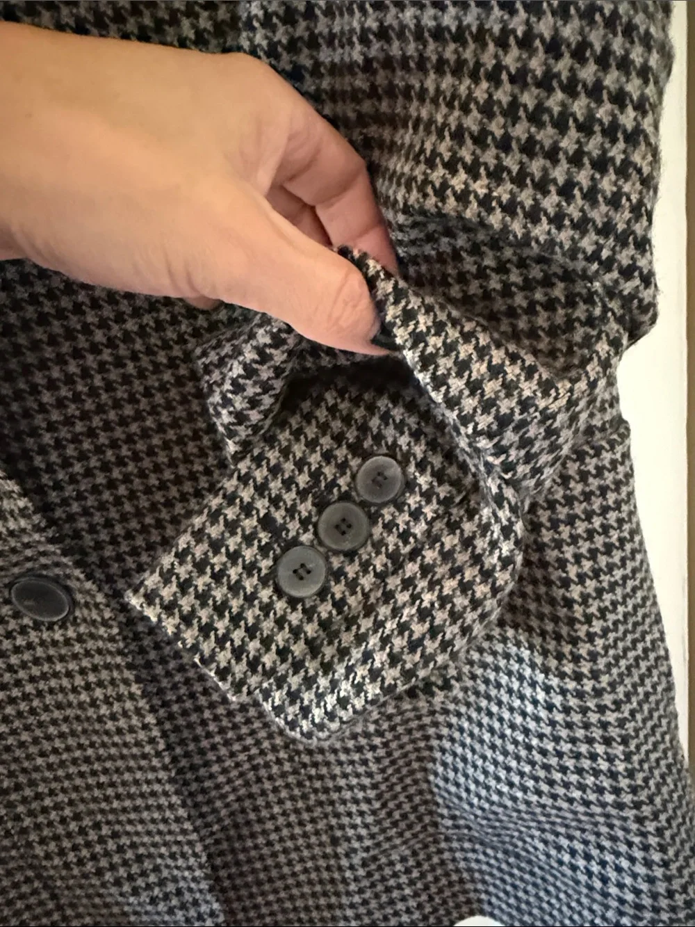 Zara Black & White Houndstooth oversized Coat